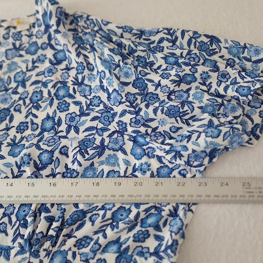 Boden Flutter Sleeve Top in Porcelain Blue, Pansy Bloom - Picture 6 of 8